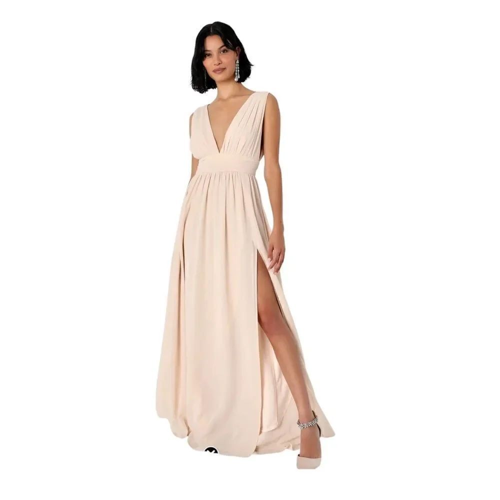 LULUS Heavenly Hues Cream Maxi Dress NWT